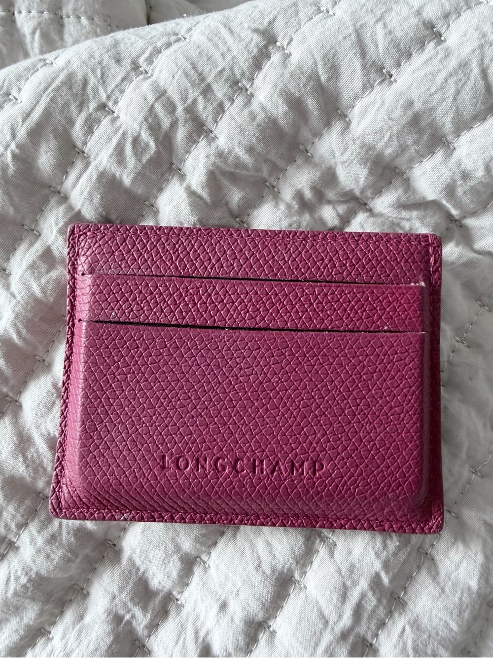 Dark pink Leather Card Holder with Silver Accent - Picture 4 of 4
